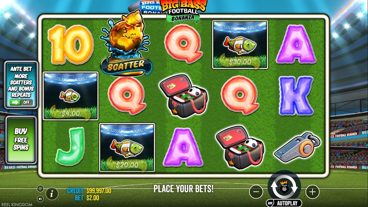 Big Bass Football Bonanza Gameplay Grid View