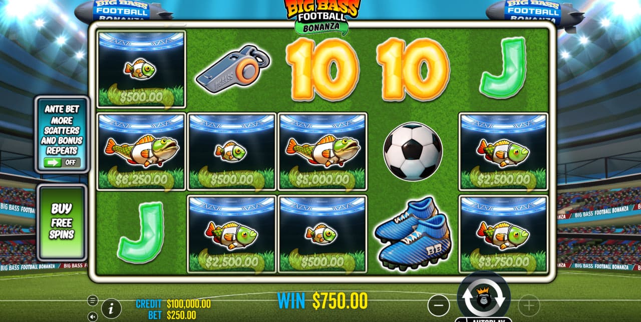 Big Bass Football Bonanza Slot Game Main Layout